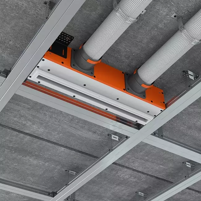 Ergovent instucbaar frameloos lijnrooster 500 mm met aansluitdiameter 75 mm - standaard