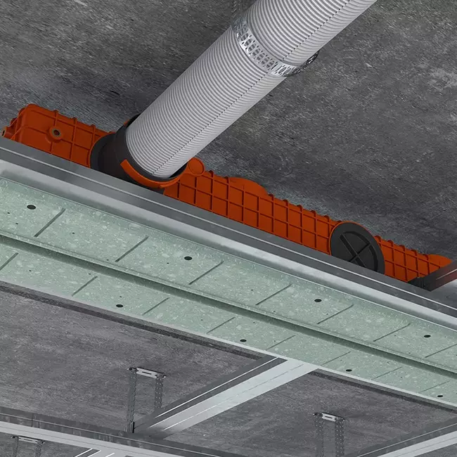 Ergovent instucbaar frameloos lijnrooster 1000 mm met aansluitdiameter 75 mm - profiel
