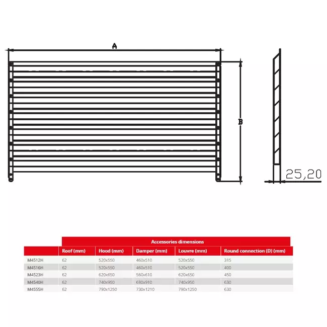 Maxivent by Econox lamellenrooster voor M4523 horizontaal low profile - LV