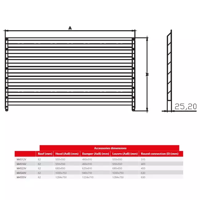 Maxivent by Econox lamellenrooster voor M4523 horizontaal - LV