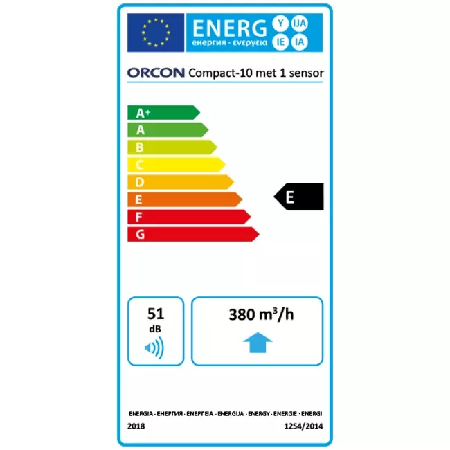 Orcon Compact 10RHP 320 m³/h + vochtsensor - perilex stekker