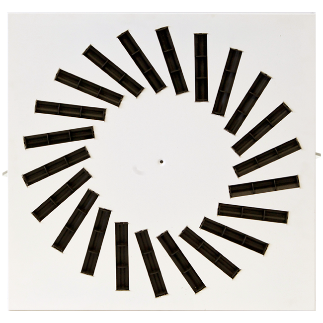 Diffuseur à jet hélicoïdal en acier avec déflecteurs réglables - 595x595 mm - RAL 9010