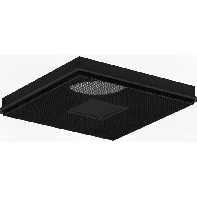 Geperforeerd plafondrooster voor toe- en afvoer 595x595 mm – 125 mm – RAL 9005