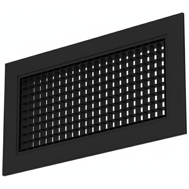 Grille murale en aluminium avec grille fixe - avec ressorts de friction - 600x100 mm - RAL 9005