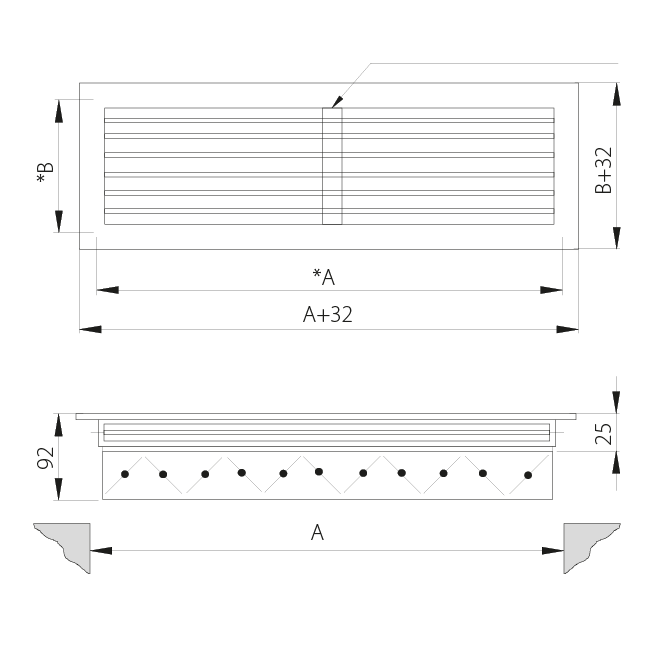 Wandrooster aluminium enkel instelbaar – met klemveren – 200x100 mm – RAL 9016