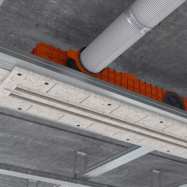 Ergovent instucbaar frameloos lijnrooster 1050 mm met aansluitdiameter 75 mm - modulair - 2 sleuven