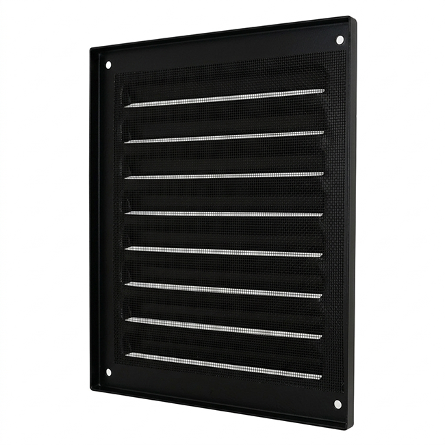 Buitenrooster vierkant 200x200 mm aluminium - RAL9005 30% glans