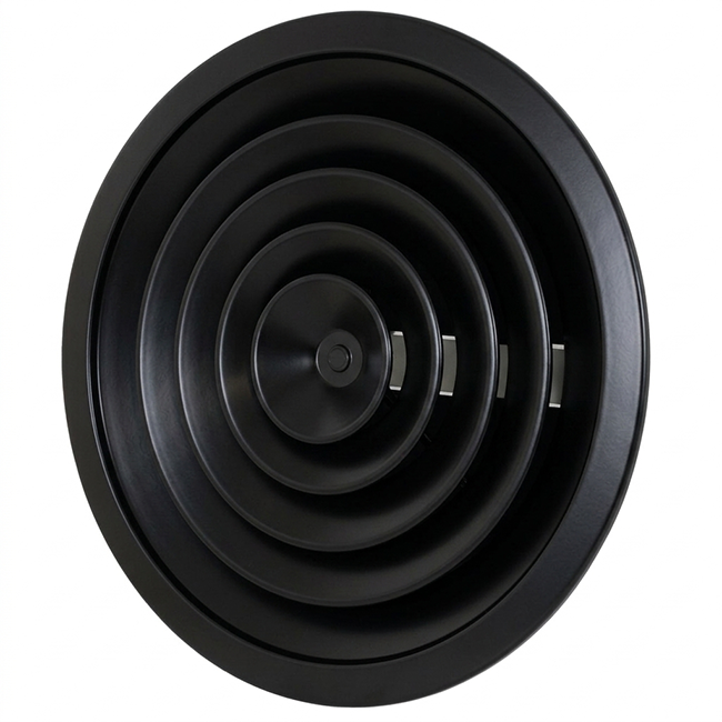 Diffuseur plafonnier rond avec motif fixe Ø 150 mm - RAL9005 30% brillant