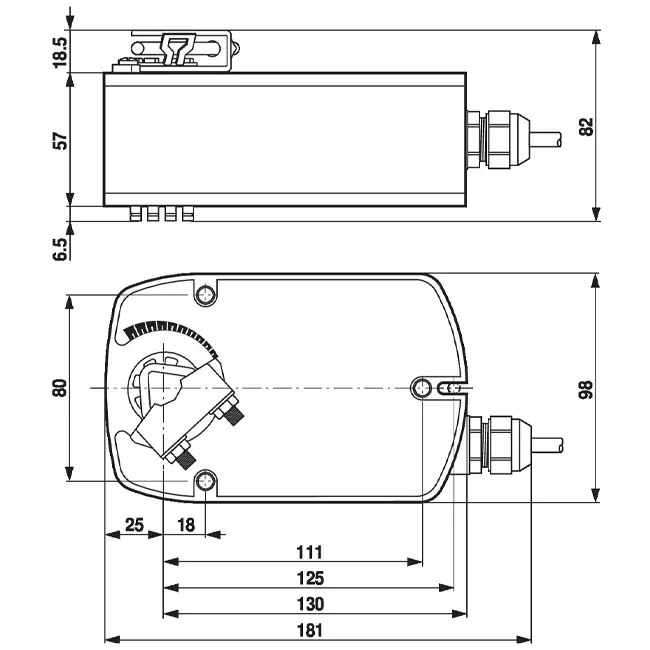 Belimo roterende klepaandrijving met veerteruggang 24V -  open/dicht - 4 Nm - LF24
