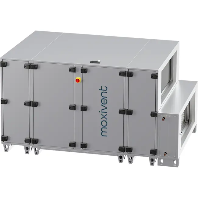 Maxivent WTW luchtbehandelingkasten met tegenstroomwisselaar 5000 m3/h met warmwaterbatterij horizontaal links - PHE 5000 H WOJL T 01