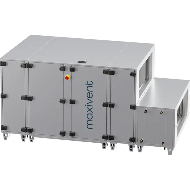 Maxivent WTW luchtbehandelingkasten met tegenstroomwisselaar 4200 m3/h met warmwaterbatterij en DX-koeling horizontaal links - PHE 4200 H WDJL T 01