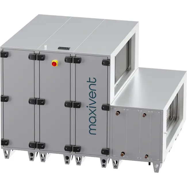 Maxivent WTW luchtbehandelingkasten met warmtewiel 10000 m3/h met warmwaterbatterij en koudwaterbatterij horizontaal rechts - RHE 10000 H WKJR T 01