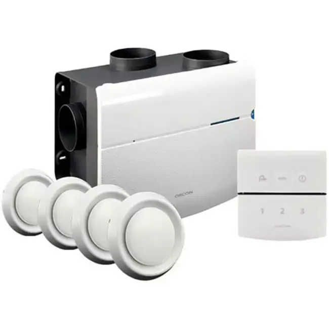Orcon MVS-15RHB Pakket 550 m³/h + vochtsensor + RFT bediening + 4 ventielen - randaarde stekker