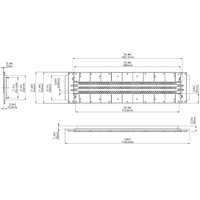 Ergovent tussenstuk voor modulaire inpleisterbare lijnroosters 1050 mm - 3 sleuven