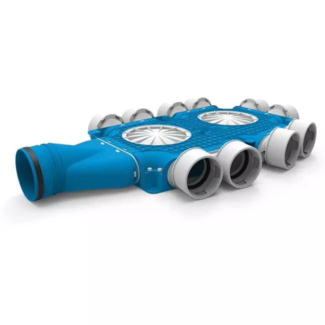 Diffuseur combiné Vent-Axia Uniflexplus 10x Ø90mm avec embout horizontal Ø125mm