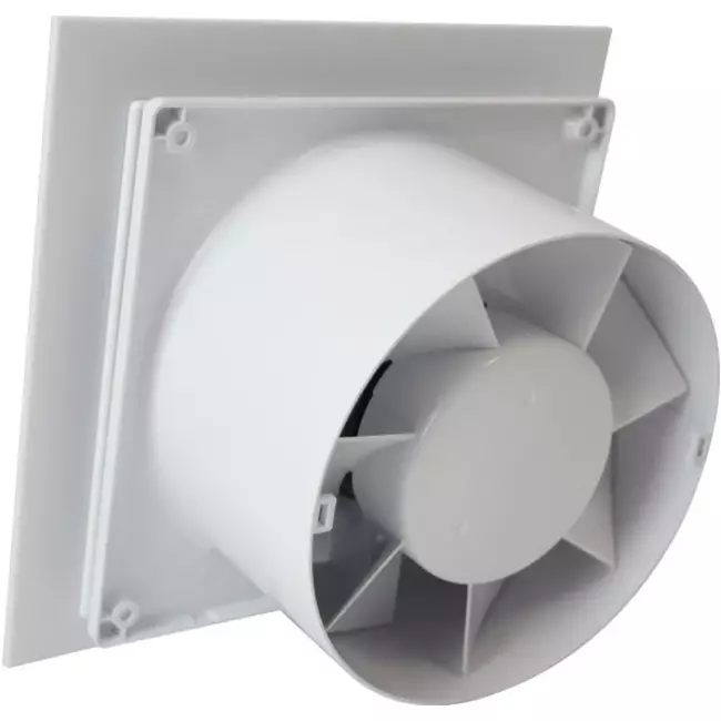 Badkamer ventilator Ø 100 mm - kunststof front glanzend wit