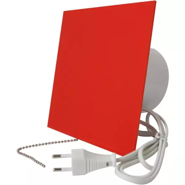 Air Roxy badkamerventilator met aansluitdiameter 100 mm met trekkoord en stekker - kunststof front rood