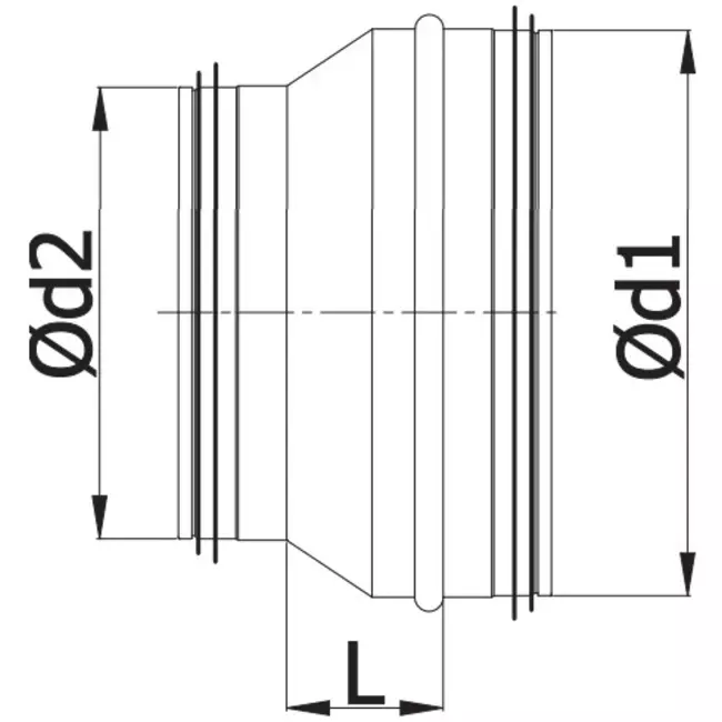 Verloopstuk van Ø 200mm - Ø 160mm voor spirobuis