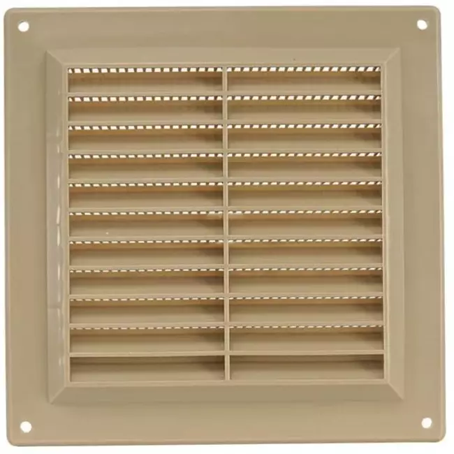 Ventilatierooster vierkant met grill 150x150 mm beige - VR1515Y
