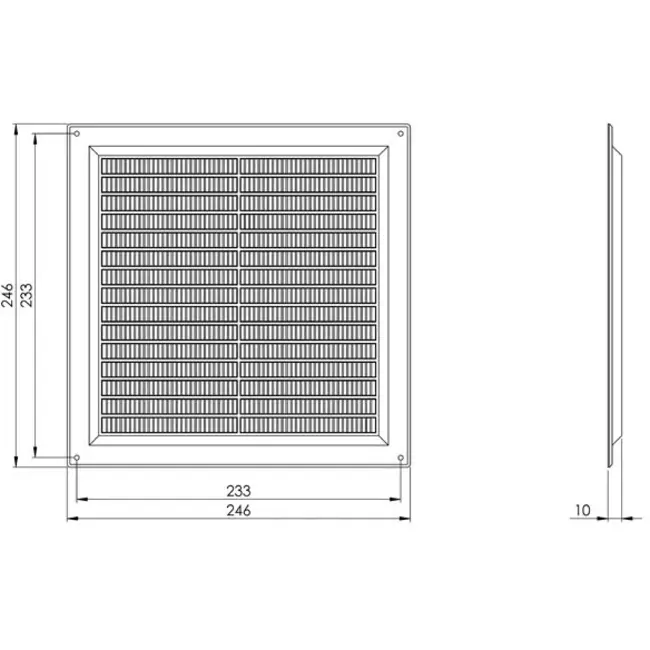 Ventilatierooster vierkant met grill 250x250 mm bruin - VR2525B