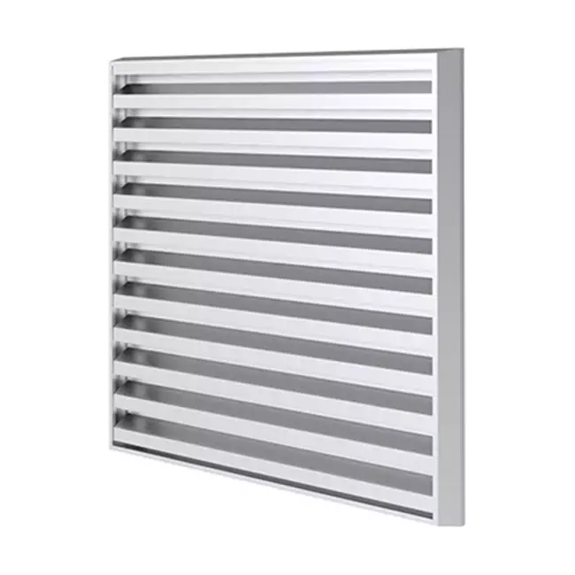 Grille murale extérieure 200x200 aluminium avec ailettes fixes