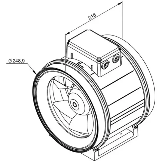 Ruck ETAMASTER buisventilator met EC motor 1780m³/h - Ø 250 mm + bediening potentiometer 10 kO