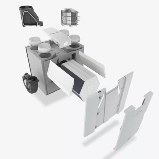 Ubbink WTW wandunit Ubiflux Vigor W325 4/0 rechts enthalpie