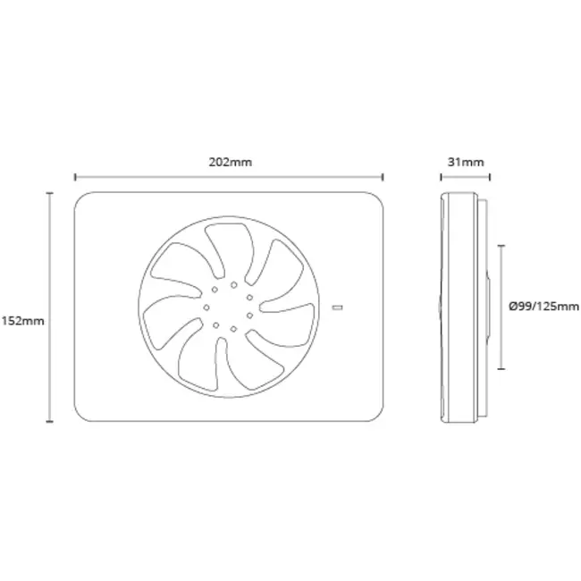 Vent-Axia Lo-Carbon iQ platte design badkamerventilator Ø 100 - 125
