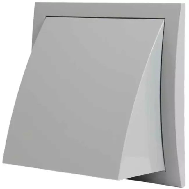 Gevelrooster met terugslagklep 150x150 mm diameter 100 mm grijs - ND10FVP