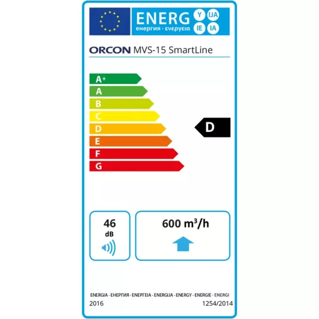 Orcon MVS-15RH 550 m³/h + vochtsensor - randaarde stekker