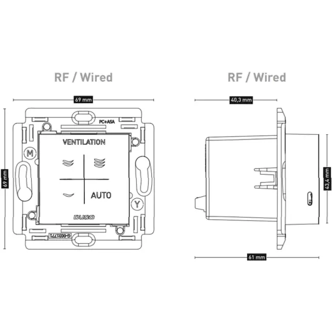 Duco CO2 ruimtesensor met bediening RF/Wired wit