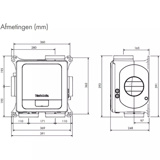 Vent-Axia Multihome AEC advance 368 m³/h Bluetooth + CO2 sensor + vochtsensor - euro stekker
