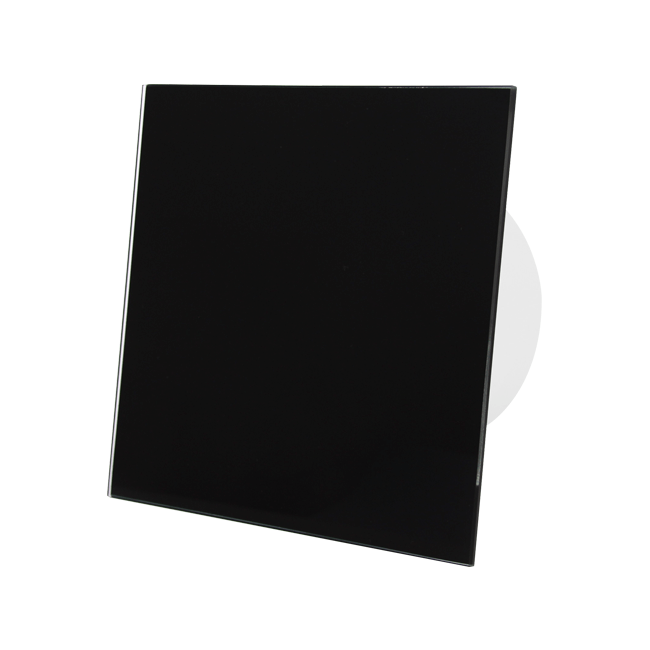 Vmc salle de bain Ø 100 mm avec minuteur et départ différé - front en verre noir mat.
