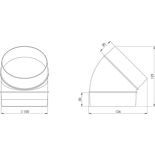 Ronde kunststof 45 ° bocht diameter: 100 mm AL100-45