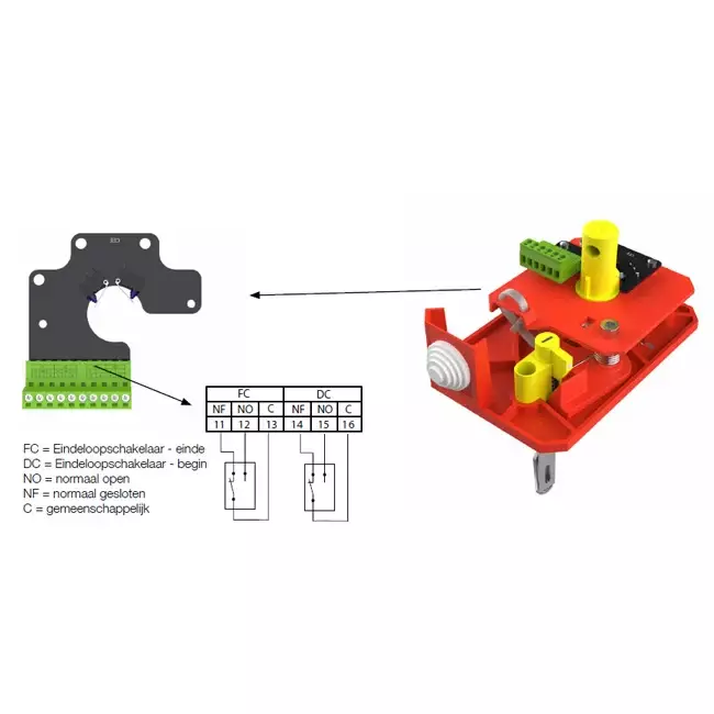 Brandklep rechthoekig eindeloopcontact - E-FD40 1400x800 R S