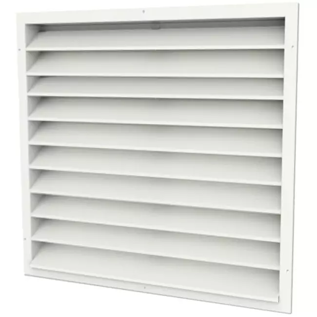 Grille murale extérieure 1000x1000 en acier avec ailettes fixes - couleur mixte RAL 9010