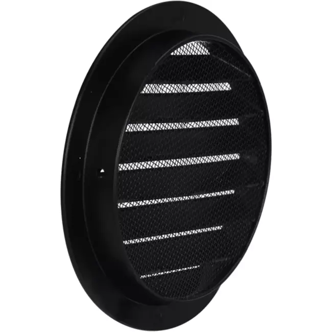 Aluminium buitenlucht muur rooster rond - Ø 100mm - ZWART