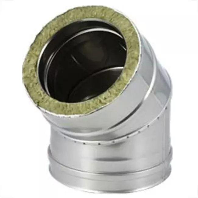 Elément droit à double paroi diamètre 250 mm (250/300) coude 45° I316L/I304 (D0,5/0,6)