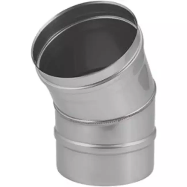 Kachelpijp Ø 130 mm RVS enkelwandige bocht 30°