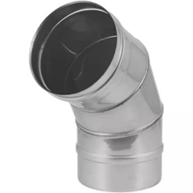Tube de poêle Ø 100 mm en acier inoxydable à simple paroi coudé à 60°