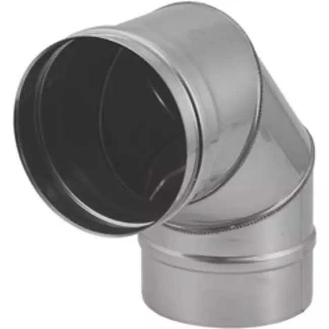 Tube de poêle en acier inoxydable à simple paroi coudé à 90° - Ø 180 mm