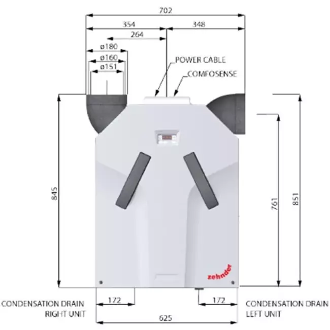 WTW-unit ComfoAir Standard 300 (WHR 930) Basis RF R Randaarde