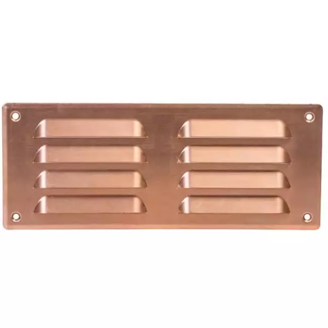 Metalen ventilatierooster vierkant 260x105 mm koper - MR26105Cu
