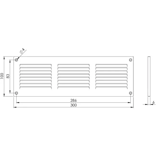 Metalen rooster 300x100mm zwart - MR3010M - RAL9005