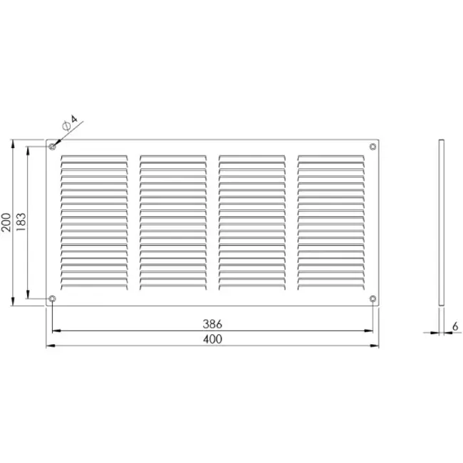 Metalen rooster 400x200mm zwart - MR4020M - RAL9005