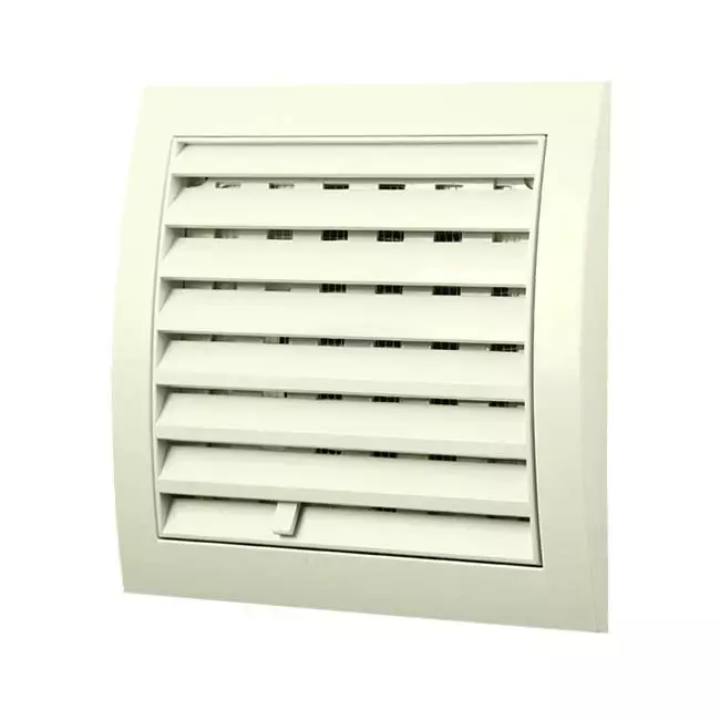 Muurrooster regelbaar 150x150 diameter: 100 wit - ND10R