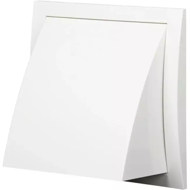 Gevelrooster met terugslagklep 150x150 mm diameter 100 mm wit - ND10FV