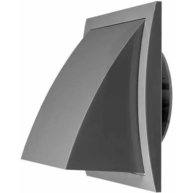 Gevelrooster met terugslagklep 150x150 mm diameter 100 mm grijs - ND10FVP
