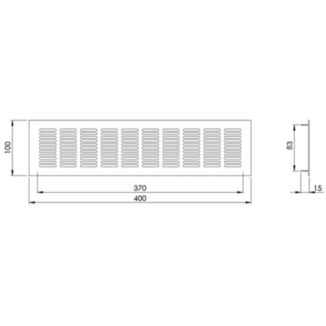 Plintrooster aluminium - zwart L=400mm x H=100mm - RA1040B
