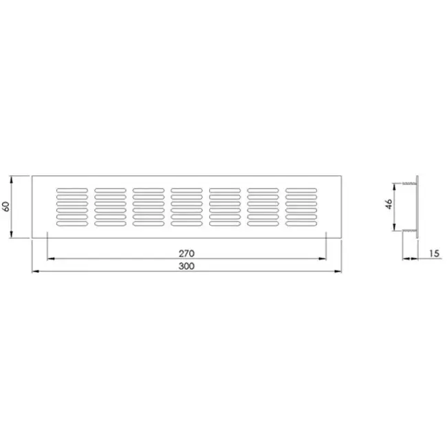 Plintrooster aluminium - wit L=300mm x H=60mm - RA630